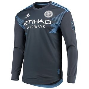 Men's adidas Gray New York City FC Away 2018 Authentic Long Sleeve Jersey